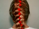 Прическа на длинные волосы: французская коса с лентой видео